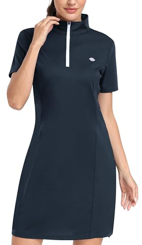 MoFiz Polo Abiti Manica Corta Donna Vestito Polo Estivo Lavoro Abito Sportivo Dress Blu-B XS