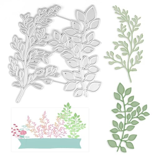 GHVACZS 2 Stück Stanzschablonen Neuheiten, Kohlenstoffstahl Stanzschablonen, Blätter Prägeschablonen, Geeignet zum Schneiden von Papier, Scrapbooking, Kraftpapier, DIY Kreationen