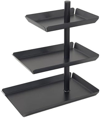 Rievem Etagere 3 Etagen aus Hochwertigem Stahl｜Serviergestell für Party, Hochzeit & Buffet｜Schwarz, Drehbar und Rechteckig