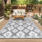 SHACOS Outdoor Teppich Wetterfest 240x300 cm, Wendbarer Balkon Camping Teppich, Kunststoff Stroh Terrasse Matte UV-beständig Picknickdecke für Patio Garten Picknick BBQ, Grau