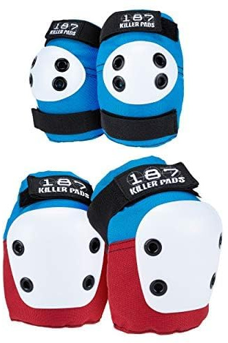 Genérico 187 Killer Kombi-Pack Knie- und Ellbogenpolster, Rot/Weiß/Blau