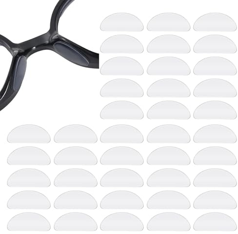 Coussinet Lunettes Nez, Lot de 20 Paires de Plaquettes de Nez en Silicone, Coussinets de Nez Autocollants, 19mm D Plaquettes de Nez, Accessoires pour Lunettes, pour Lunettes et Lunettes de Soleil