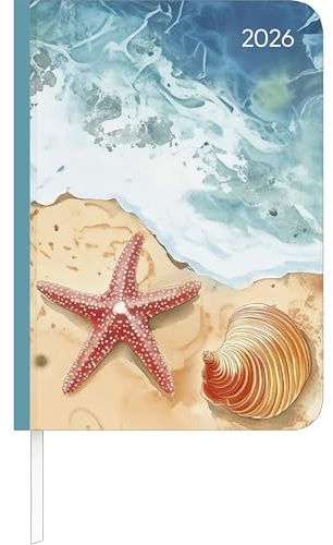 Alpha Edition - Lady Journal Beach 2026 – Taschenkalender A6 (10,7×15,2 cm) Weekly mit 192 Seiten, Habit-Tracker & Bucket List, stilvoller Terminplaner für unterwegs, 4-sprachiges Kalendarium