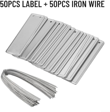 Niceminiwall Etichette per piante in alluminio, etichette in metallo per piante in alluminio con fascette per cavi, etichette identificative per alberi in metallo preforate, etichette per nomi di