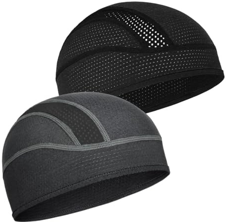 GGUFAY 2 Pcs Bandana Sous Casque, Casquette de Crâne Skull Cap, Bonnet Casquette Velo Pirate Homme Femme, Beanie Protection UV UPF 50+ Cool Doublure sous-Casque, Randonnée Cyclisme Moto Running Sport