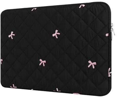 BAAGOAZ Funda 13-14 Pulgadas para MacBook Air/Pro Ordenador Portátil, Negro | Acolchada con Lazos Bordados, para MacBook Air/ Pro M5-M1 13 y 14, PC Laptop, Ultrabook, 2-en-1, Convertible y Chromebook