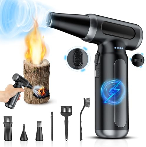 Electric Air Duster - 330000 RPM Rechargeable Wireless Turbo Blower Portable Air Blower Gun for Cars, PC, Keyboard, Home & Outdoor Dust Cleaning (Replaces Compressed Air Cans)