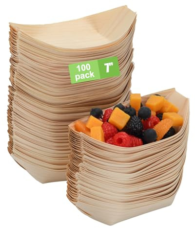 7-Inch Wood Appetizer Boats Charcuterie Boats Accessories Disposable 5