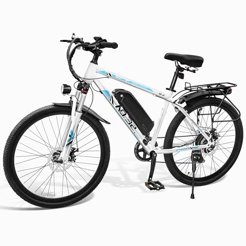 NO. 32 Electric Bike 26'', eBike w 250W Brushless Motor, Electric Mountain Bike for Adults, City Commuting Road Bike w/36V-8AH Removable Li-Ion Battery，7 Speed, LCD Display, Dual Disc Brake