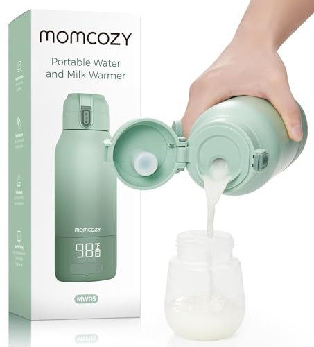 Momcozy Calienta Biberones Portatil para Viaje – Modos de Calentamiento Dual para Leche Materna y Agua, Calentador de Biberones con Calentamiento Rápido y Batería de Larga Duración, Capacidad de 500ml