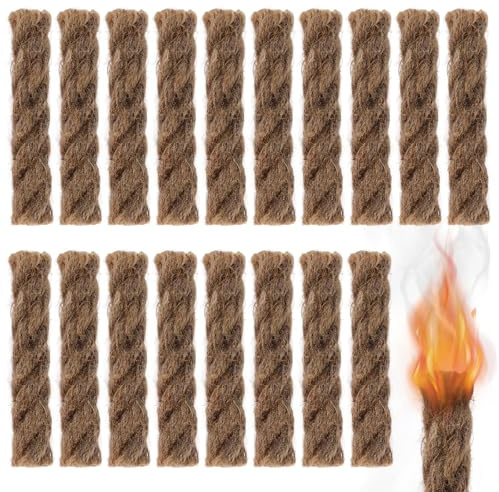 GOSHIES Mechas de yesca para encendedor de fuego, 18 piezas de mechas para encender fuego al aire libre, pedernal de supervivencia, encendedor de fuego para senderismo, Bushcraft, chimenea, parrilla