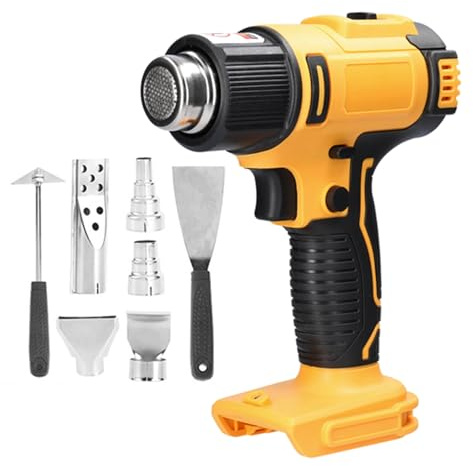 Fesjoy Macchina per Aria Calda, Riscaldamento Rapido, Temperatura Regolabile, Ugelli in Acciaio Inossidabile, Luce a LED, per Uso Domestico (5 ugelli e 2 raschiatori)