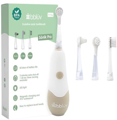 Bblüv Sönik Pro Brosse À Dent Électrique Enfant Sonique Rechargeable – Brosse À Dent Bébé Et Enfant Avec Recharge Magnétique, Étanche, LED Et 3 Modes De Brossage