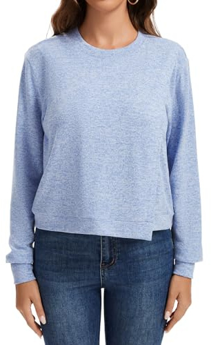 Sosolism Soft Maternity Nursing Top Women Breastfeeding Sweatshirt, Light Blue,L