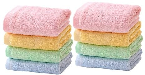 WOFASHPURET Set 8 Asciugamani Assorbenti per Viso e Corpo Bambini, Panni Morbidi e Traspiranti per Lavaggio del Viso, Asciugamani per Neonati in Cotone, Uso Quotidiano Casa e Viaggio