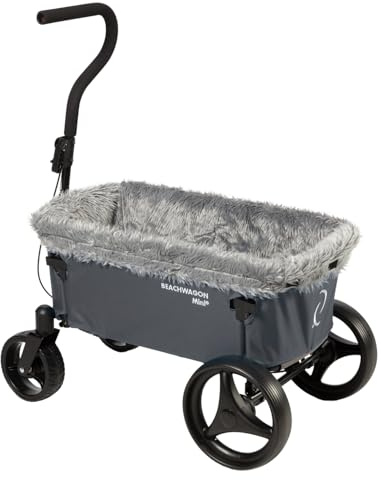 Beachwagon MINI Combideal rullvagn vikbar - 40 kg - Hopfällbar handkärra med fleeceinsats som strandvagn, trädgårdsvagn och campingvagn - Kompakt och lätt - mörkgrå
