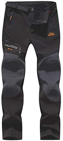BenBoy Men's Snow Ski Outdoor Waterproof Windproof Fleece Cargo Hiking Pants,AN-SF1602M-Black-M