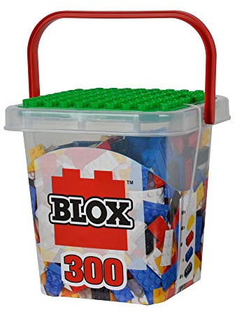 Simba 104114202 Blox 300 Bloques de construcción para niños a Partir de 3 años, Bloques de 8 Puntos, sin Placa Base, Totalmente Compatible, Colores Surtidos, Negro, Rojo, Blanco, Amarillo y Azul