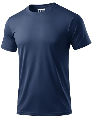 MAGCOMSEN Herr UV-skydd sportskjorta UPF 50+ snabbtorkande andningsaktiv Rashguard T-shirt, Mörkblå, 3XL