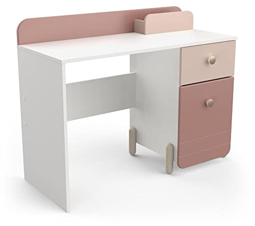 habeig Kinderschreibtisch, Kindertisch, Schreibtisch, Schminktisch, Kindermöbel, Hausaufgaben, Modern, 103x80cm (Rosa/Weiss #230)