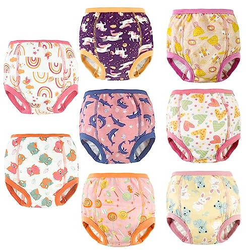 SMULPOOTI 8 paquetes de ropa interior de entrenamiento reutilizable para niñas para entrenamiento de orinal y pantalones de entrenamiento para orinal fuertes y absorbentes para niñas, 6t