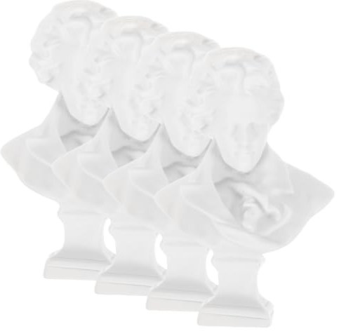 LIFKOME 4 Stück Mozart-Ornamente David Kunstbüstestatue Statuen Berühmter Komponisten Mini-Mozart-büste Römische Büstenstatue Tolle Komponistenstatue Gips Rom Harz Weiß Büro