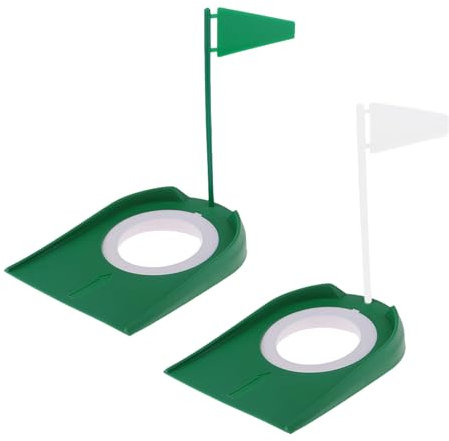 2 Stück Golf-Übungs-Putter-Pad, Kunststoff Golf Indoor Outdoor Putting Cup Übungshilfen Verstellbarem Hole und Flagge， Golf Putting-Matte zum Üben Golf-Übungs-Putter-Pad
