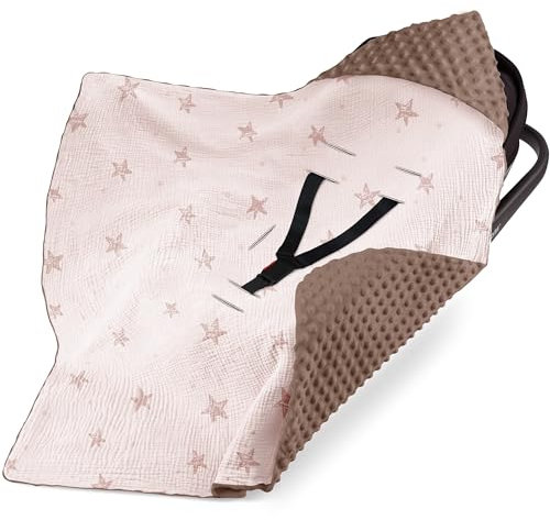 Bearmoss Einschlagdecke Babyschale Decke Kinderwagen Kinderwagen und Kindersitze universal Baby Babydecke für Buggy Autositz Ganzjahresdecke 90x90cm (Rosa Pentagramm)