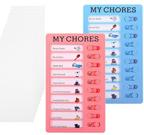 YUBBYSTU Lot de 2 Planchettes de Planification 20x12 cm Tableau Mémo Checklist Réutilisable et 10 Cartes Liste de Contrôle personnaliser DIY pour Tâches Ménagères Rappel Plan d'Études