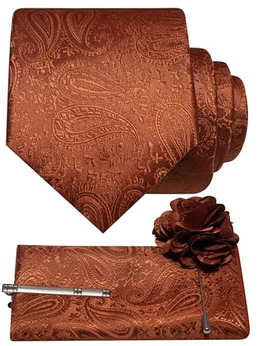JEMYGINS Ensemble de cravates pour homme - Mouchoir de poche - Pince à cravate - Motif cachemire - Pour mariage, affaires, fête - Multicolore