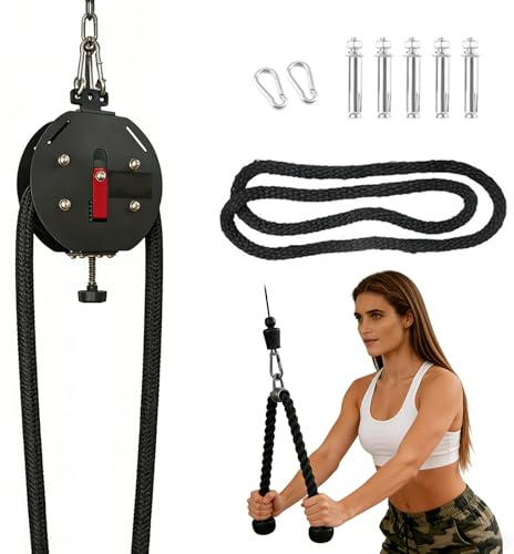 3PCS Suspension Endless Rope Trainer, Compact Cable Pulley System with Adjustable Resistance, Portable Home Gym Equipment, Pull Rope Fitness Training for Grip, Arms, Back, Coordination Exercises