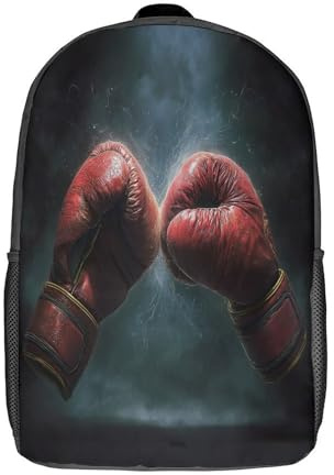 kaiyun Gants de boxe Sac À Dos D'écolier,imprimé En 3D,Style Sports de combat Cartables Scolaires Enfants,Grande Capacité,pour Voyage,léger 17inch