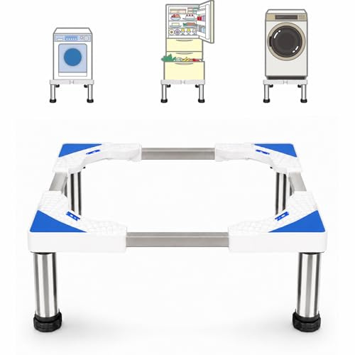 Tvättmaskinstativ, 4 ben justerbart tvättmaskinsstativ tvättmaskin bas kylställ 40–60 cm 150 kg höjd 19–22 cm för torktumlare tvättmaskin kylskåp