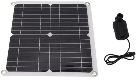 VBESTLIFE Solar Vattenpumpsats, 10W Monokristallin Panel med 22W Fontänpump, Batteribackup, Timerstyrd, DC12V Dränkbar för Trädgårdsdamm Fågelbad Fisktank