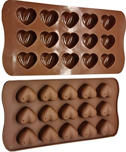 Onlineforu Ltd Heart Silicone Mould – Non-Stick Reusable Silicone Mould for Chocolate, Jelly, Candy & Wax Melts – Valentine Day - 15 Heart Moulds for Homemade Sweets