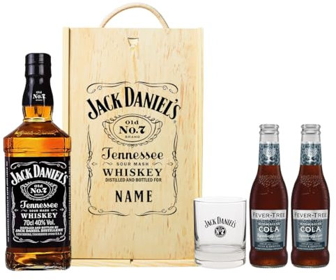 Personalised Jack Daniels Bourbon No.7 Original Whiskey Gift Set with Fentimans Cola & Glass, 1200 milliliters