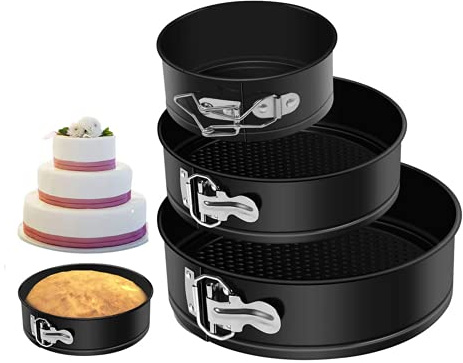 XIGUI Cheesecake Pan, Springform Cake Pan Set - Pack Of 3, Nonstick Round Baking Pans with Removable Bottom, Cake Pans for Mini Cheesecakes, Pizzas and Quiches (4.7, 7, 8.6)