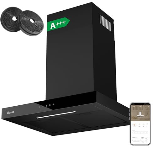 CIARRA CBCB6102 Campana Extractora 60 cm 650 m³/h Control Táctil 4 Velocidades Recirculación por Filtro de Carbón CBCF003 Negra