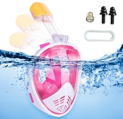 mizikuu Schnorchelmaske Vollmaske, Sichere Schnorchelmaske für Kinder ab Panorama-Vollgesichts Design mit 180-Grad-Sicht Tauchmasken leckagefreier Two-air Flow Defense Fog Passage