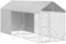 vidaXL Outdoor Hundezwinger, Hundehütte mit Dach, Hundekäfig für den Außenbereich, Hühnerstall Hundezaun Hundeauslauf, Silbern Verzinkter Stahl