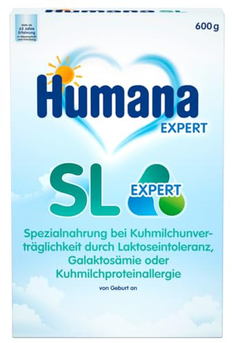 Humana SL Expert, von Geburt an, Spezialnahrung bei Kuhmilchunverträglichkeit durch Laktoseintoleranz, Galaktosämie oder Kuhmilchproteinallergie, für Säuglinge und Kleinkinder, 600 g