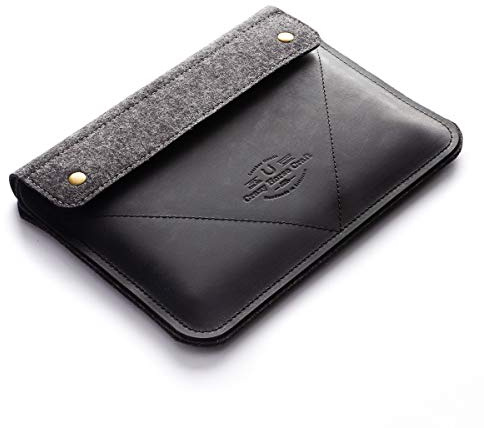 Crazy Horse Craft, Custodia in pelle per iPad Pro 13, nero carbonio, custodia per tablet, pellicola proteggi schermo, tasca per matita, copertura tastiera magica, borsa vintage