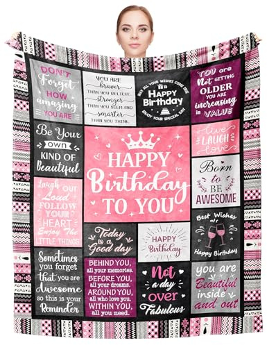 QILUCKY Manta de regalo de cumpleaños para mujeres y niñas, 150 x 130 cm