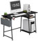Computer Desk, 110CM Gaming Desks, Bureau de Travail with 2 Tier Shelves, Large Study Table, Wood Vanity Tbales with Metal Frame, for Bedroom, Livingroom, Office, Black