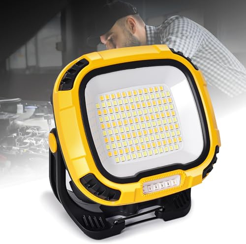 tekstap 6000mAh Magnetic Work Light Rechargeable with 4000 Lumen IP65 Waterproof, 30H Runtime, 4 Brightness & 4 Color Modes with Red SOS, Strong Magnet Base for Car Repair, Camping, Emergency 1PC