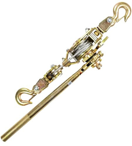 Aocay Argano Manuale a Fune, 2T/3T/4T Verricello Manuale Forestale, Paranco a Leva Manuale con Due Ganci di Carico, Portatile Argani a Leva per Traino di Veicoli, Barche e Attrezzatur (3T)