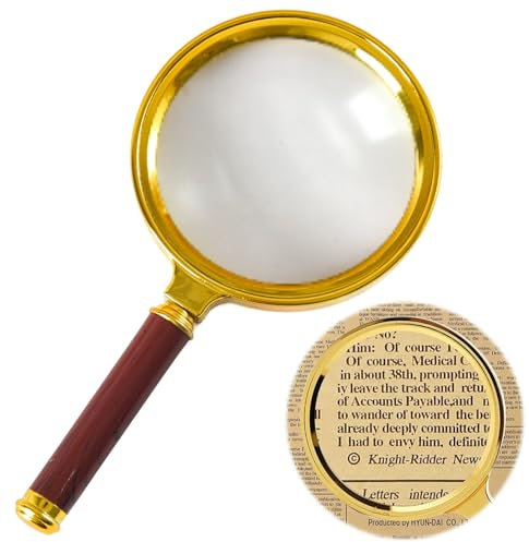 Magnifying Glass 15X Handheld Reading Magnifier 90mm Portable Magnifying Lens for Seniors Hobbies with Non-Slip Wooden Handle Shatterproof for Father's Day