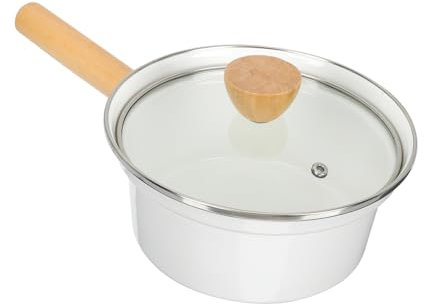 Mikinona Olla De Leche Esmaltada Olla De Leche Para Cocina Uso Diario Con Tapa Hogar Para Cocinar Alimentos