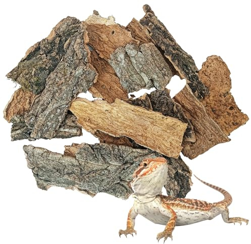 BNOSDM Reptile Cork Bark Substrate 0.6LB Tortoise Bedding for Habitat Natural Flat Cork Wood Bulk Terrarium Reusable Champagne Bark for Lizard, Crested Gecko, Spider, Chameleon, Ball Python, Tree Frog