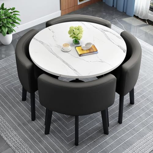 AMZSEW Kitchen Dining Table and 4 Chairs Set for Apartment - Space Saving